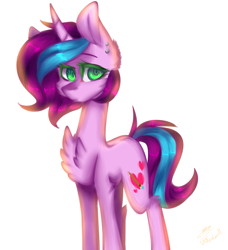 Size: 1983x2175 | Tagged: safe, artist:huirou, oc, oc only, oc:artsy fantasy, species:pony, species:unicorn, chest fluff, female, mare, simple background, solo, white background