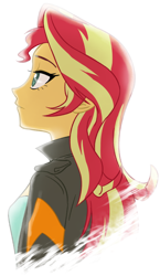 Size: 500x860 | Tagged: safe, artist:ta-na, character:sunset shimmer, my little pony:equestria girls, backlighting, clothing, female, jacket, leather jacket, simple background, solo, white background