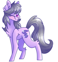 Size: 721x773 | Tagged: safe, artist:emily-826, oc, oc only, oc:sweet tune, species:earth pony, species:pony, chest fluff, female, mare, one eye closed, simple background, solo, transparent background, wink