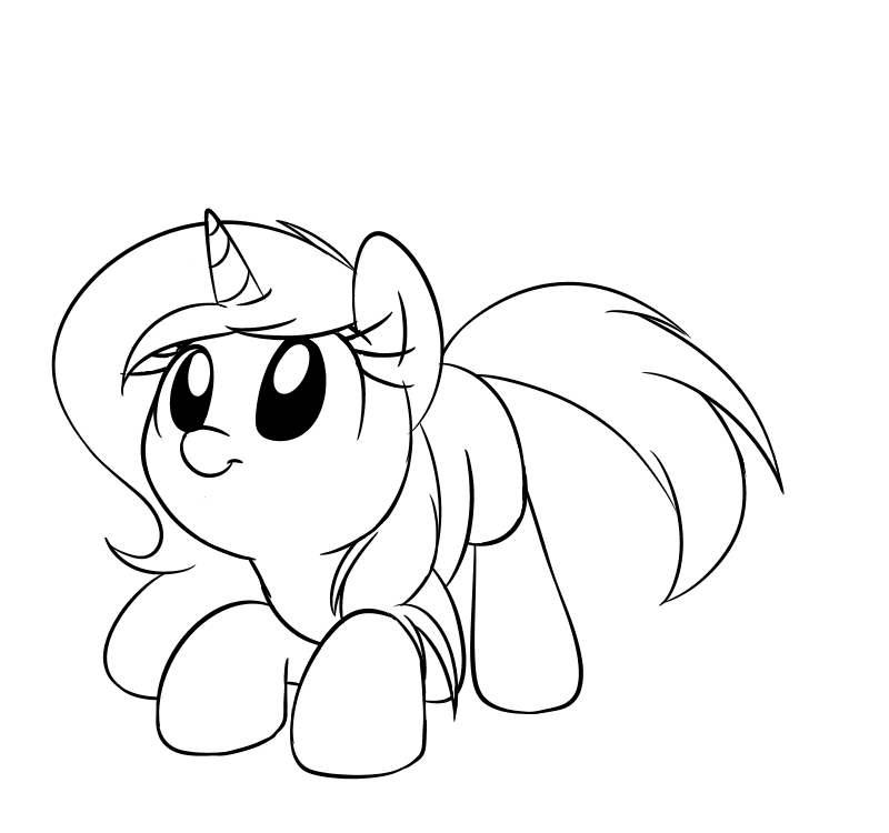 Size: 800x750 | Tagged: safe, artist:acersiii, oc, oc only, oc:luminous siren, species:pony, species:unicorn, animated, behaving like a dog, butt shake, cute, female, frame by frame, gif, happy, mare, monochrome, simple background, solo, tail wag, white background