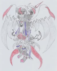 Size: 1725x2151 | Tagged: safe, artist:nephilim rider, oc, oc only, oc:heaven lost, my little pony:equestria girls, duality, equestria girls-ified, nephilim, traditional art