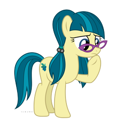 Size: 6000x6000 | Tagged: safe, artist:suramii, character:juniper montage, species:earth pony, species:pony, my little pony:equestria girls, spoiler:eqg specials, absurd resolution, equestria girls ponified, female, gimp, glasses, pigtails, ponified, simple background, solo, thinking, transparent background, vector