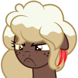 Size: 7000x7000 | Tagged: safe, artist:besttubahorse, oc, oc only, oc:sweet mocha, species:pony, absurd resolution, angry, bust, female, freckles, frown, mare, portrait, simple background, solo, transparent background, unamused, vector