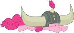 Size: 3697x1658 | Tagged: safe, artist:sonofaskywalker, character:pinkie pie, species:pony, episode:not asking for trouble, g4, my little pony: friendship is magic, cute, diapinkes, female, helmet, honorary yak horns, horned helmet, mare, simple background, smiling, solo, transparent background, vector, viking helmet