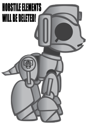 Size: 1748x2480 | Tagged: safe, artist:trotsworth, species:pony, cyberman, doctor who, ponified, simple background, solo, transparent background