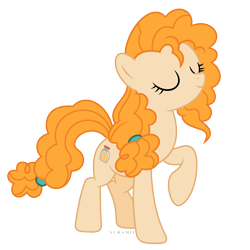 Size: 6000x6000 | Tagged: safe, artist:suramii, character:pear butter, species:earth pony, species:pony, episode:the perfect pear, g4, my little pony: friendship is magic, absurd resolution, applejack's mom, eyes closed, female, mare, raised hoof, simple background, solo, transparent background, vector