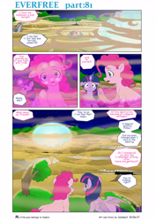 Size: 4545x6424 | Tagged: safe, artist:jeremy3, character:pinkie pie, character:twilight sparkle, character:twilight sparkle (alicorn), species:alicorn, species:pony, comic:everfree, absurd resolution, comic, destruction