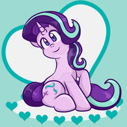 Size: 1024x1024 | Tagged: safe, artist:yoshimarsart, character:starlight glimmer, species:pony, female, heart, sitting, solo, watermark