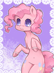 Size: 2100x2856 | Tagged: safe, artist:misukitty, character:pinkie pie, female, hooves, pearl, semi-anthro, solo