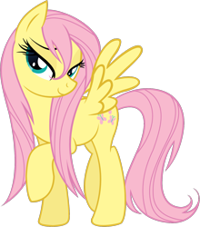 Size: 1406x1600 | Tagged: safe, artist:jerryakira79, character:fluttershy, species:pegasus, species:pony, bedroom eyes, female, mare, simple background, solo, transparent background, vector, wet mane