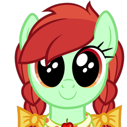 Size: 7000x7000 | Tagged: safe, artist:besttubahorse, character:candy apples, species:earth pony, species:pony, absurd resolution, apple family member, bow, bust, cute, female, looking at you, pigtails, simple background, solo, transparent background, vector