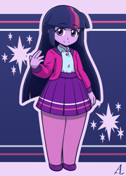 Size: 1000x1400 | Tagged: safe, artist:acesrockz, character:twilight sparkle, my little pony:equestria girls, clothing, cute, female, smiling, solo