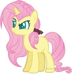 Size: 1024x1046 | Tagged: safe, artist:bezziie, base used, character:fluttershy, species:pony, species:unicorn, alternate hairstyle, alternate universe, female, hilarious in hindsight, race swap, simple background, solo, transparent background, unicorn fluttershy