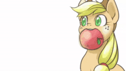 Size: 640x360 | Tagged: safe, artist:hobilo, artist:swan song, character:applejack, character:flutterbat, character:fluttershy, species:bat pony, species:pony, :<, adoracreepy, animated, anime, apple, chewing, comic, creepy, cute, eating, eyes closed, female, flapping, food, frown, glare, hello darkness my old friend, jackabetes, japanese, mouth hold, munching, nom, photoshop, pulling, race swap, simon and garfunkel, simple background, smiling, sound, spread wings, sweat, that pony sure does love apples, the sound of silence, thousand yard stare, tug of war, webm, white background, wide eyes, wings