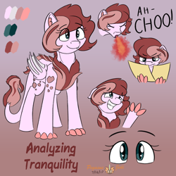 Size: 2000x2000 | Tagged: safe, artist:floofyfoxcomics, oc, oc only, oc:analyzing tranquility, species:dracony, female, fire, fire breath, high res, hybrid, paper, reference sheet, sneezing, solo