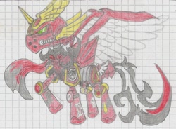 Size: 1521x1121 | Tagged: safe, artist:nephilim rider, oc, oc:heaven lost, species:pegasus, species:pony, blood angels, graph paper, ponified, powered exoskeleton, space marine, traditional art, warhammer (game), warhammer 40k