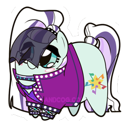 Size: 550x549 | Tagged: safe, artist:coggler, artist:frog&cog, artist:gopherfrog, character:coloratura, character:countess coloratura, species:earth pony, species:pony, blush sticker, blushing, chibi, clothing, female, mare, simple background, solo, transparent background