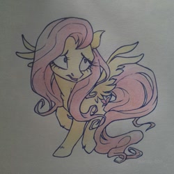 Size: 1002x1002 | Tagged: safe, artist:pandan009, character:fluttershy, species:pony, female, solo, traditional art