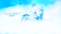 Size: 1920x1080 | Tagged: safe, artist:penguinsn1fan, character:rainbow dash, species:pony, clothing, female, katy perry, quote, rise, rise (song), solo, song reference, uniform, wonderbolt trainee uniform