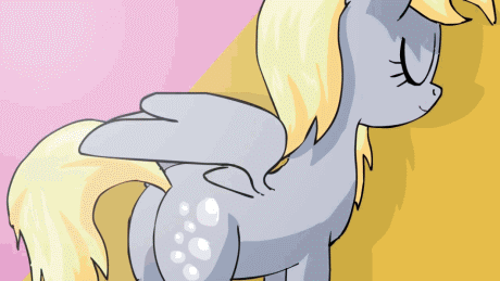 Size: 460x259 | Tagged: safe, artist:alfa995, edit, character:derpy hooves, species:pegasus, species:pony, animated, cardcaptor sakura, catch you catch me, cute, derpabetes, female, frame by frame, gif, mare, plot, saddle bag, solo, underp
