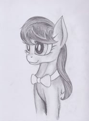 Size: 1544x2088 | Tagged: safe, artist:scribblepwn3, character:octavia melody, species:earth pony, species:pony, bust, female, monochrome, pencil drawing, portrait, solo, traditional art