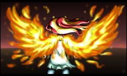 Size: 4398x2640 | Tagged: safe, artist:stormblaze-pegasus, character:sunset shimmer, episode:my past is not today, equestria girls:rainbow rocks, g4, my little pony: equestria girls, my little pony:equestria girls, clothing, female, fiery shimmer, fiery wings, fire, ponied up, pony ears, rear view, solo, sunset phoenix
