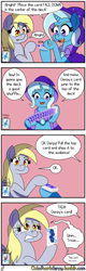 Size: 2560x8000 | Tagged: safe, artist:outofworkderpy, character:derpy hooves, character:trixie, species:pegasus, species:pony, species:unicorn, comic:a derpy magic show, luna-afterdark, cape, card trick, clothing, comic, female, funny, hat, magic show, magic trick, mare, outofworkderpy, sweat, sweatdrop, trixie's cape, trixie's hat, tumblr, tumblr comic