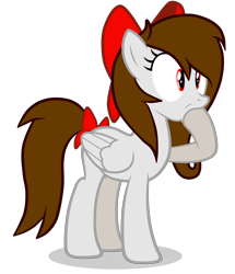 Size: 4600x5360 | Tagged: safe, artist:rsa.fim, oc, oc only, oc:whisper hope, species:pegasus, species:pony, absurd resolution, bow, female, hoof sucking, mare, mexican, red eyes, ribbon, simple background, solo, sucking, tail bow, tail wrap, transparent background, unitárium, vector