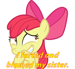 Size: 787x718 | Tagged: safe, artist:alphamonouryuuken, character:apple bloom, species:pony, episode:campfire tales, g4, my little pony: friendship is magic, caption, female, image macro, simple background, solo, text, transparent background, vector