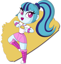 Size: 1913x2000 | Tagged: safe, artist:doctor-g, character:sonata dusk, equestria girls:rainbow rocks, g4, my little pony: equestria girls, my little pony:equestria girls, abstract background, clothing, cute, female, food, no pupils, open mouth, ponytail, raised leg, shirt, simple background, smiling, solo, sonatabetes, sonataco, taco, that girl sure loves tacos, transparent background