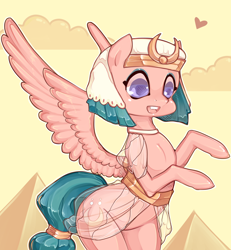 Size: 2354x2548 | Tagged: safe, artist:misukitty, character:somnambula, episode:daring done, g4, bipedal, female, heart, pyramid, rearing, solo, spread wings, wings