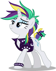 Size: 1200x1531 | Tagged: safe, artist:seahawk270, character:rarity, species:pony, species:unicorn, episode:it isn't the mane thing about you, g4, my little pony: friendship is magic, alternate hairstyle, clothing, female, mare, punkity, short hair, simple background, smiling, solo, transparent background, vector