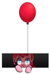 Size: 2000x2916 | Tagged: safe, artist:trickate, character:pinkie pie, species:earth pony, species:pony, adoracreepy, balloon, c:, creepy, creepy smile, cute, diapinkes, ear fluff, female, fourth wall, it, leaning, looking at you, looking up, mare, parody, peeking, pennywise, pinkiewise, shrunken pupils, simple background, smiling, solo, staring into your soul, stephen king, storm drain, transparent background