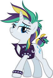 Size: 2042x3000 | Tagged: safe, artist:doctor-g, character:rarity, species:pony, species:unicorn, episode:it isn't the mane thing about you, g4, my little pony: friendship is magic, alternate hairstyle, clothing, female, mare, punk, punkity, simple background, solo, transparent background, vector