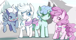 Size: 3439x1820 | Tagged: safe, artist:ccc, character:double diamond, character:night glider, character:party favor, character:sugar belle, species:earth pony, species:pegasus, species:pony, species:unicorn, cute, double dawwmond, equal four, favorbetes, glideabetes, pixiv, sugarbetes