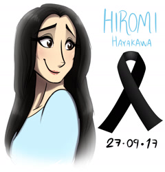 Size: 1594x1660 | Tagged: safe, artist:namygaga, species:human, hiromi hayakawa, latin american, rest in peace, solo, tribute, voice actor