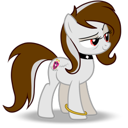 Size: 4500x4500 | Tagged: safe, alternate version, artist:rsa.fim, oc, oc only, oc:whisper hope, species:pegasus, species:pony, absurd resolution, alternate hairstyle, bags under eyes, collar, female, jewelry, mare, mature, mexican, older, raised eyebrow, red eyes, scar, simple background, smiling, smirk, solo, transparent background, unitárium, vector, white hair, wingless
