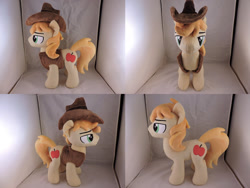 Size: 1597x1199 | Tagged: safe, artist:little-broy-peep, character:braeburn, species:pony, clothing, hat, hatless, irl, missing accessory, photo, plushie, solo, vest