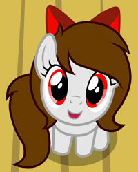 Size: 4000x5000 | Tagged: safe, artist:rsa.fim, part of a set, oc, oc only, oc:whisper hope, species:pegasus, species:pony, badumsquish's kitties, bow, female, looking at you, mare, mexican, red eyes, ribbon, simple background, sitting, smiling, tiny, tiny ponies