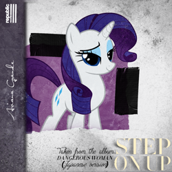 Size: 800x800 | Tagged: safe, artist:penguinsn1fan, artist:sairoch, character:rarity, species:pony, ariana grande, cover, female, parody, solo