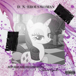 Size: 800x800 | Tagged: safe, artist:mysteriouskaos, artist:penguinsn1fan, character:rarity, species:pony, ariana grande, cover, female, parody, solo