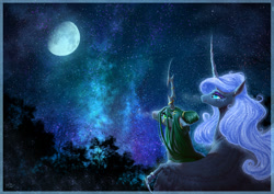 Size: 1753x1240 | Tagged: safe, artist:begasus, character:nightmare moon, character:princess luna, character:queen chrysalis, species:alicorn, species:changeling, species:pony, ship:chrysmoon, changeling queen, female, lesbian, mid-autumn festival, shipping