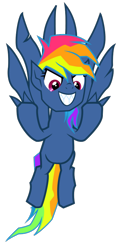 Size: 1368x2865 | Tagged: safe, artist:lifes-remedy, character:evil pie hater dash, character:rainbow dash, species:demon pony, species:pegasus, species:pony, episode:secrets and pies, g4, my little pony: friendship is magic, demon, evil grin, female, grin, mare, original species, simple background, smiling, solo, transparent background, vector