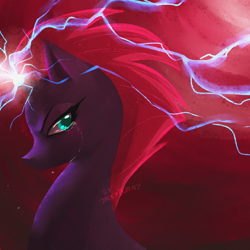 Size: 900x900 | Tagged: safe, artist:jacky-bunny, character:tempest shadow, species:pony, species:unicorn, my little pony: the movie (2017), broken horn, crying, female, mare, solo