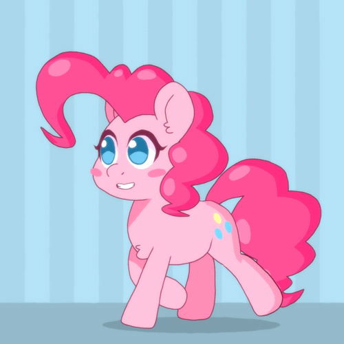 Size: 500x500 | Tagged: safe, artist:omegaozone, character:pinkie pie, species:earth pony, species:pony, animated, chest fluff, cute, diapinkes, female, frame by frame, gif, mare, solo, walk cycle, walking