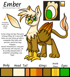 Size: 1280x1408 | Tagged: safe, artist:alittleofsomething, oc, oc only, oc:ember burd, species:griffon, commission, eared griffon, griffon oc, male, reference sheet, solo, standing