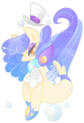 Size: 876x1280 | Tagged: safe, artist:euphoriapony, character:sapphire shores, species:pony, species:seapony (g4), my little pony: the movie (2017), bubble, clothing, female, hat, lidded eyes, mare, seaponified, simple background, smiling, solo, species swap, top hat, transparent background