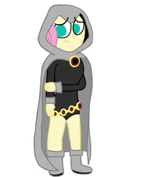 Size: 840x1024 | Tagged: safe, artist:jamesawilliams1996, character:fluttershy, halloween costume, raven (teen titans), shy, teen titans