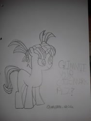 Size: 1920x2560 | Tagged: safe, artist:westrail642fan, character:starlight glimmer, species:pony, species:unicorn, black and white, drawing, female, filly, filly starlight glimmer, grayscale, monochrome, solo, traditional art, younger
