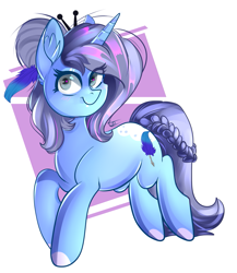 Size: 1091x1257 | Tagged: safe, artist:theneithervoid, oc, oc only, species:pony, species:unicorn, commission, female, mare, simple background, smiling, solo